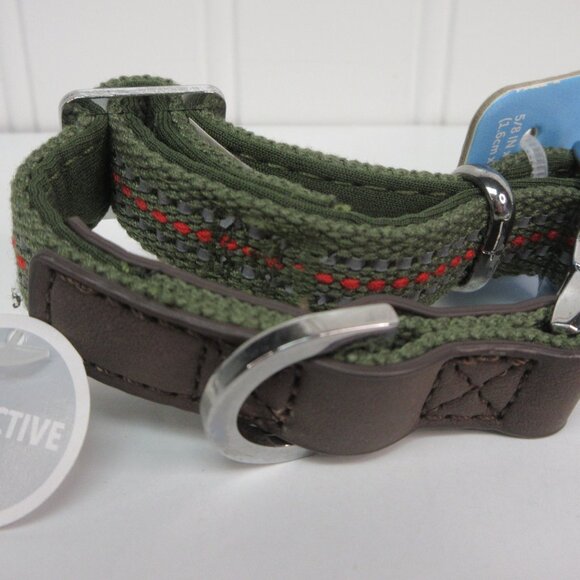 Vibrant Life Dog Collar XS Olive Green Reflective Premium Comfort Metal Buckle - Picture 5 of 12